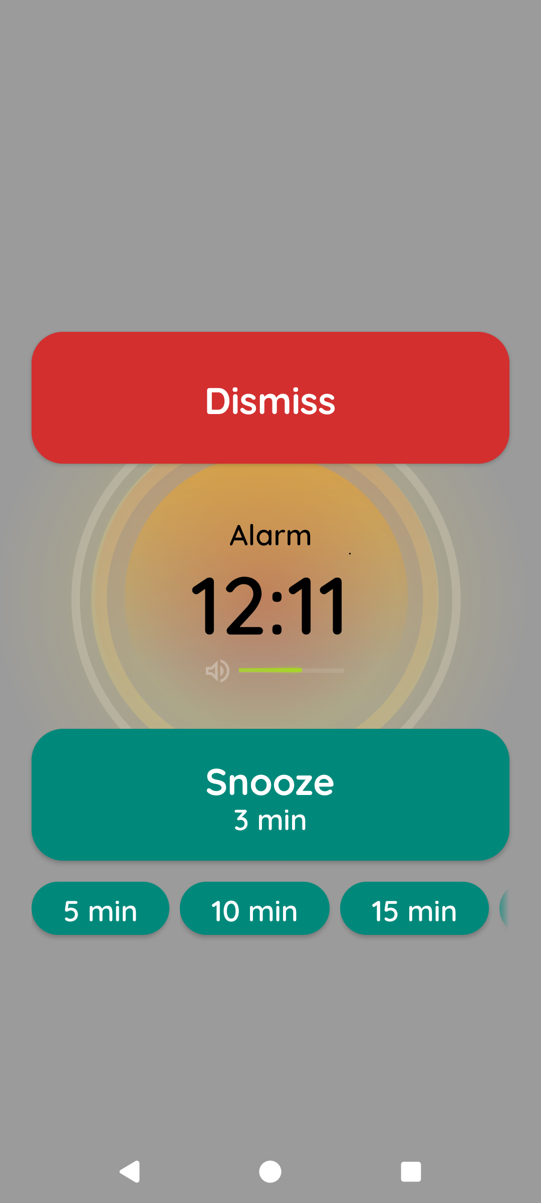 Alarm screen with sunrise effect